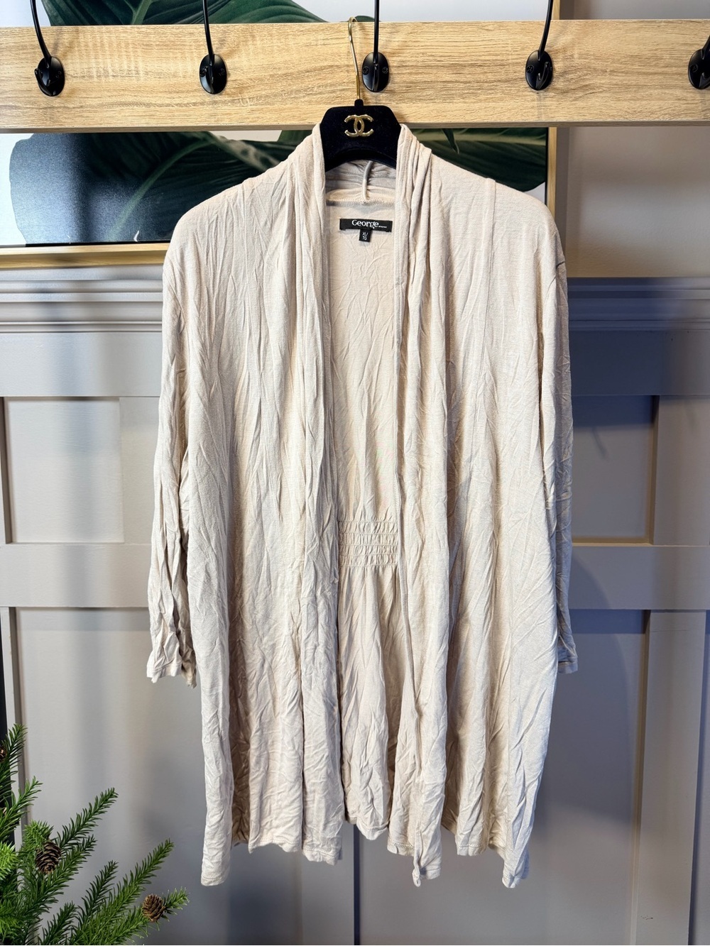 George Open-Front Draped Cardigan - Cream XL